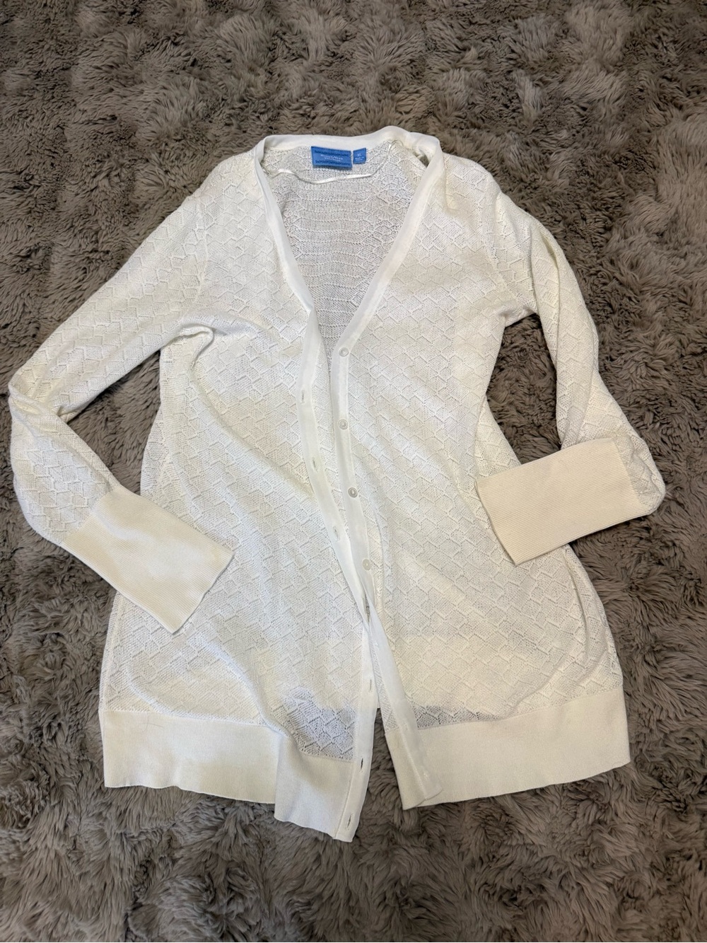 Lightweight White Openwork Cardigan Sweater - Brand: simply Vera wang XL